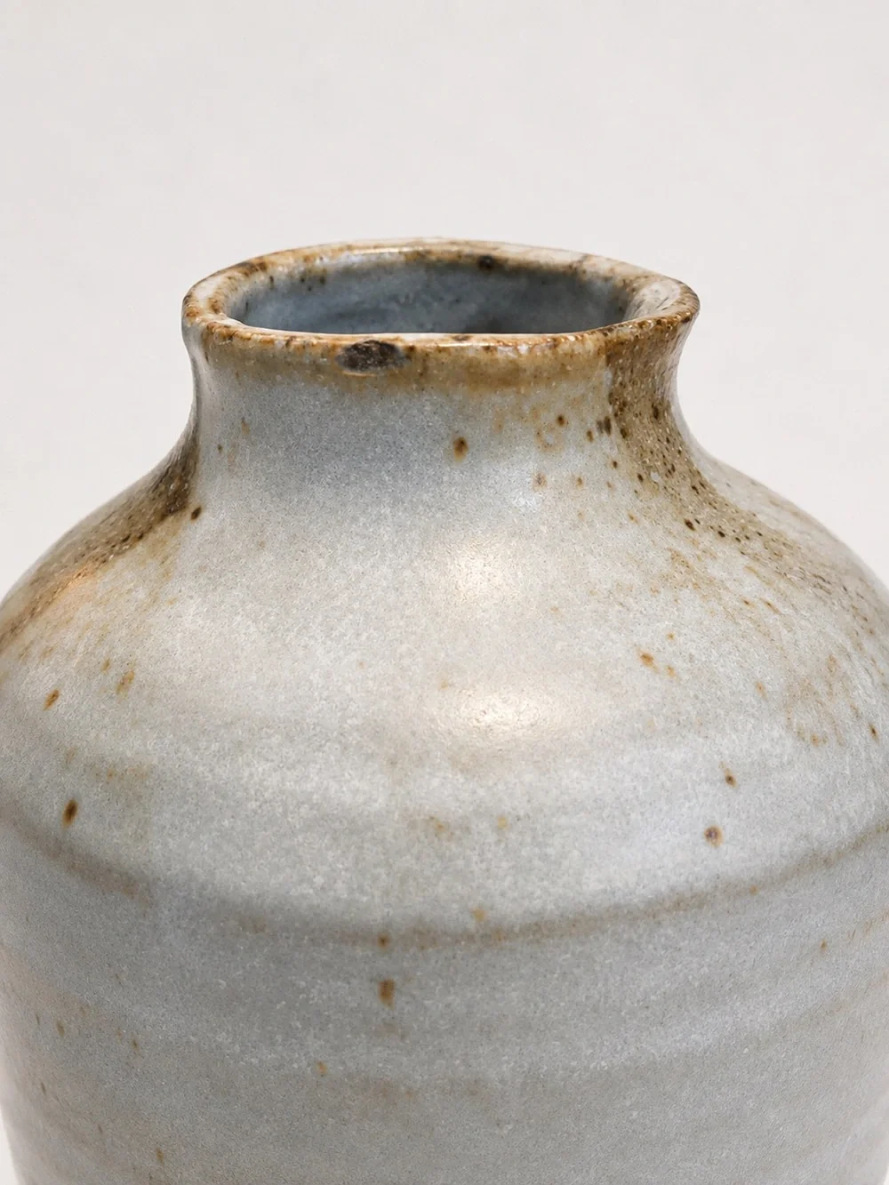 Studio Pottery Vase Blue Gray Speckled Glaze Rustic Artisan Stoneware